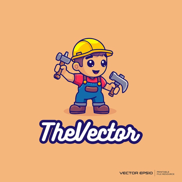 La mascota mecánica vectorial del logotipo del personaje de la ilustración de dibujos animados eps10