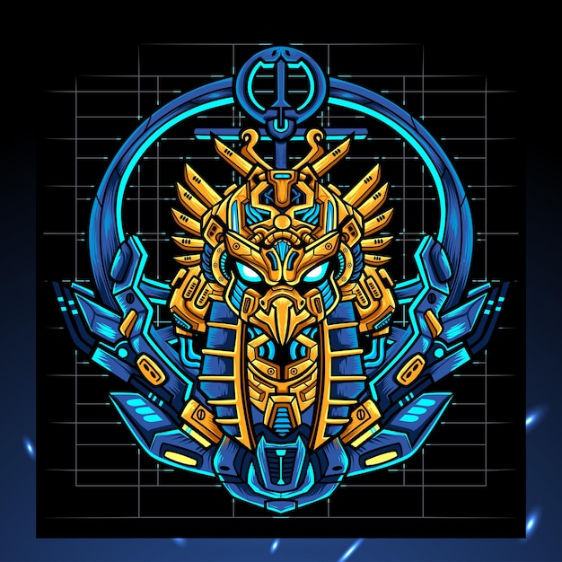 Mascota mecha cabeza de Horus. logotipo de esport