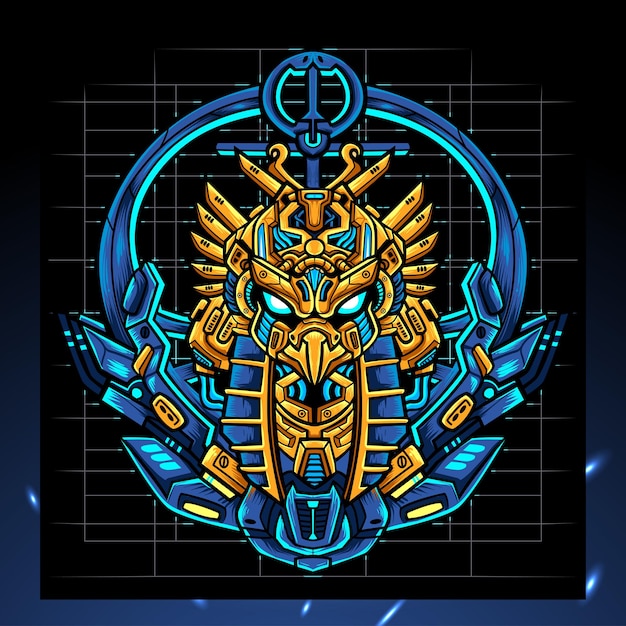 Mascota mecha cabeza de horus. logotipo de esport