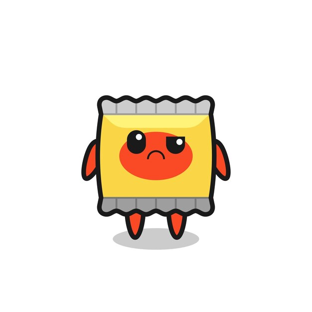 La mascota de la merienda con cara escéptica, diseño de estilo lindo para camiseta, pegatina, elemento de logotipo