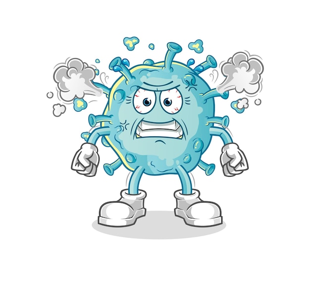 mascota muy enojada del virus corona. vector de dibujos animados