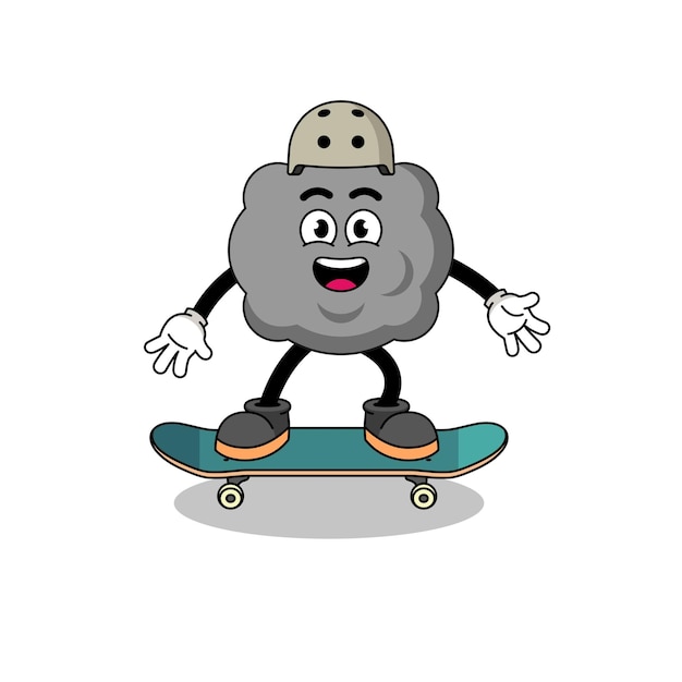 Mascota de la nube oscura que juega una patineta