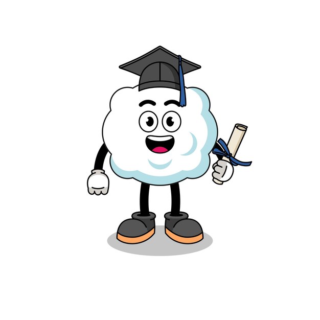 Mascota de la nube con pose de graduación