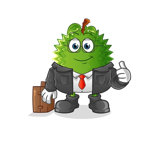 Mascota de oficinista de Durian. vector de dibujos animados