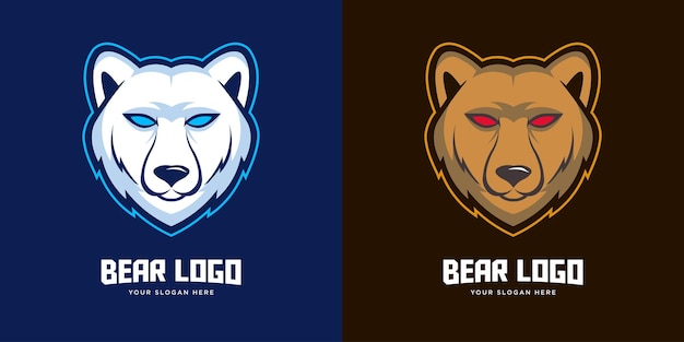 Mascota del oso Logotipo minimalista Vector para el deporte y los negocios 2 temas de color