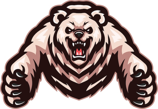 Mascota de oso polar enojado de dibujos animados