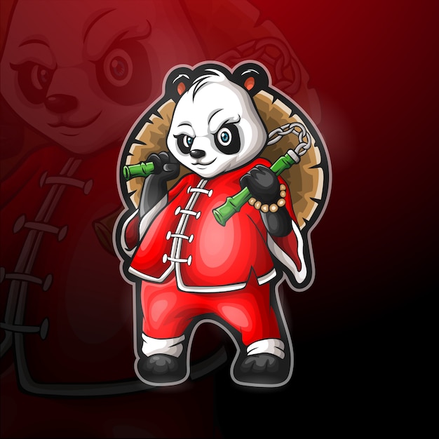 Vector mascota de panda chino para logotipo de juegos.