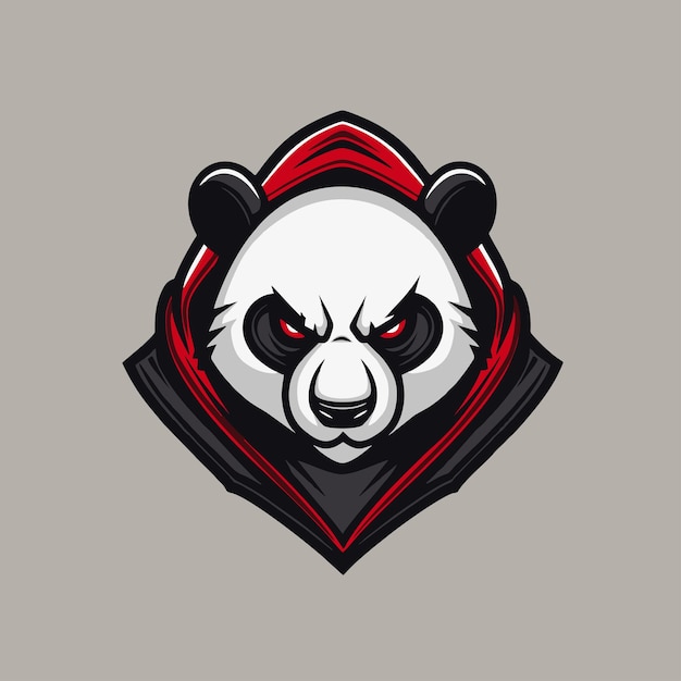 La mascota del panda vectorial y el logotipo de Esport en un fondo en blanco