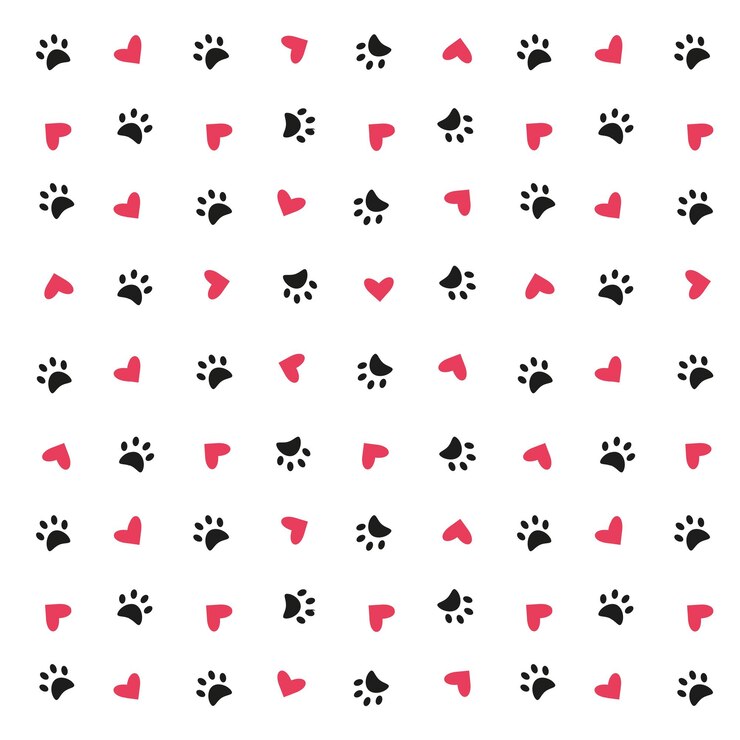 Mascota patas de patrones sin fisuras con corazones