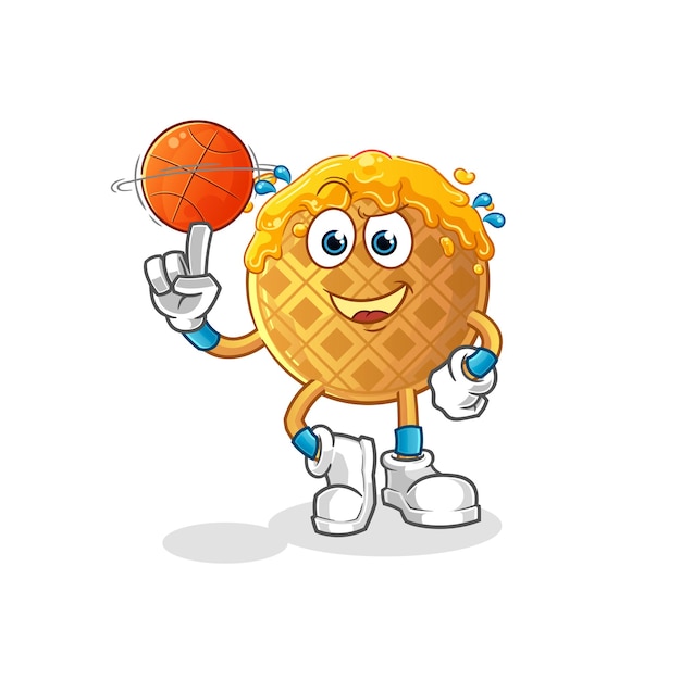 La mascota de la pelota de baloncesto de juego de gofres. vector de dibujos animados