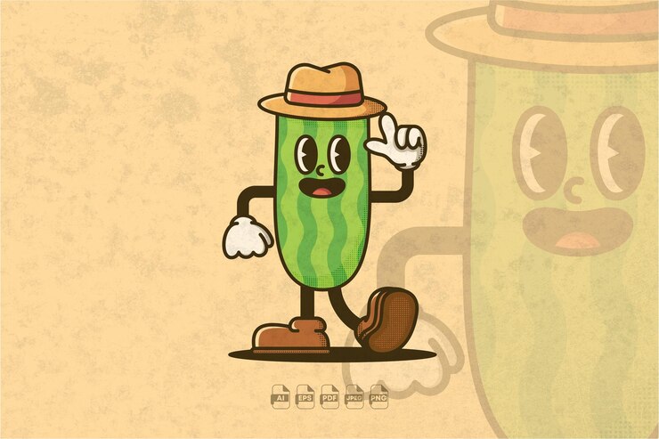 Vector la mascota del pepino sonriente