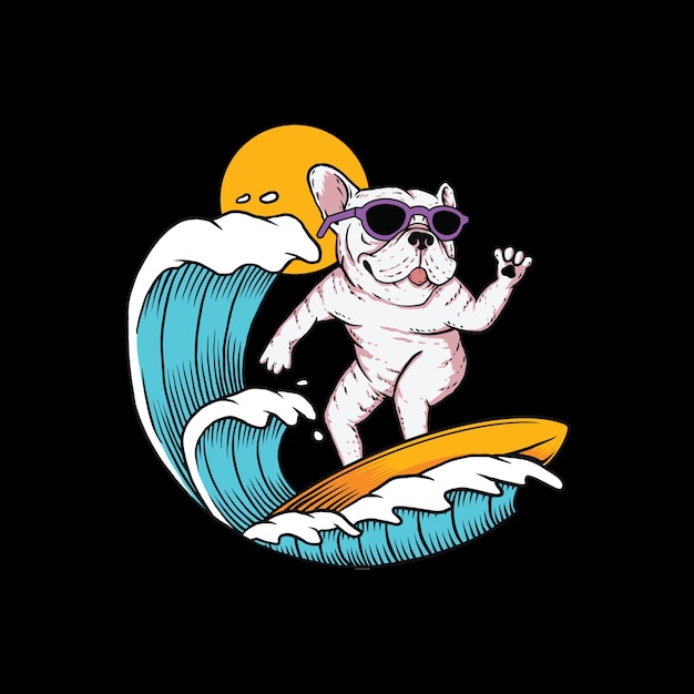 Vector mascota perro surf