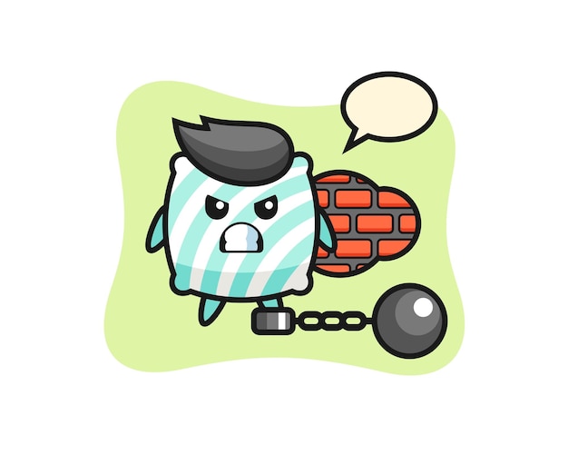 Mascota del personaje de la almohada como prisionero.
