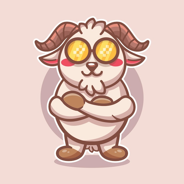 mascota de personaje animal con brazos cruzados dibujos animados aislados en diseño de estilo plano
