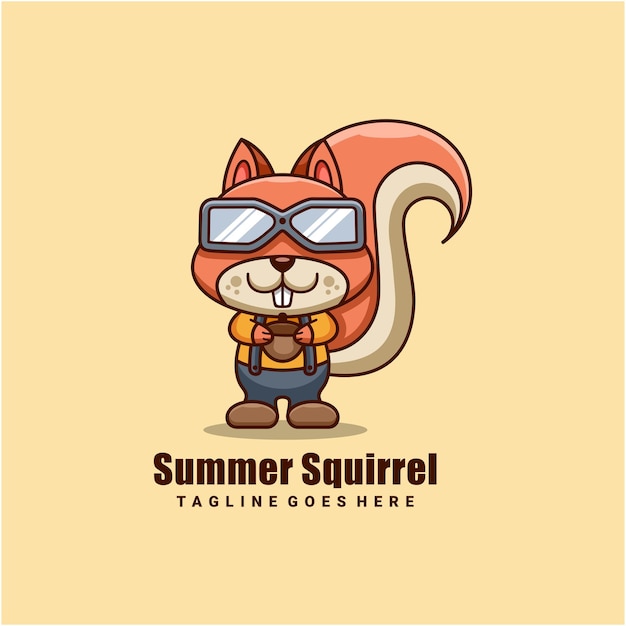 Vector mascota de personaje de ardilla de verano