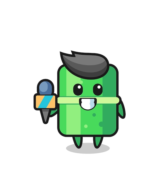 Mascota del personaje de bambú como reportero de noticias, diseño de estilo lindo para el elemento del logotipo de la etiqueta de la camiseta