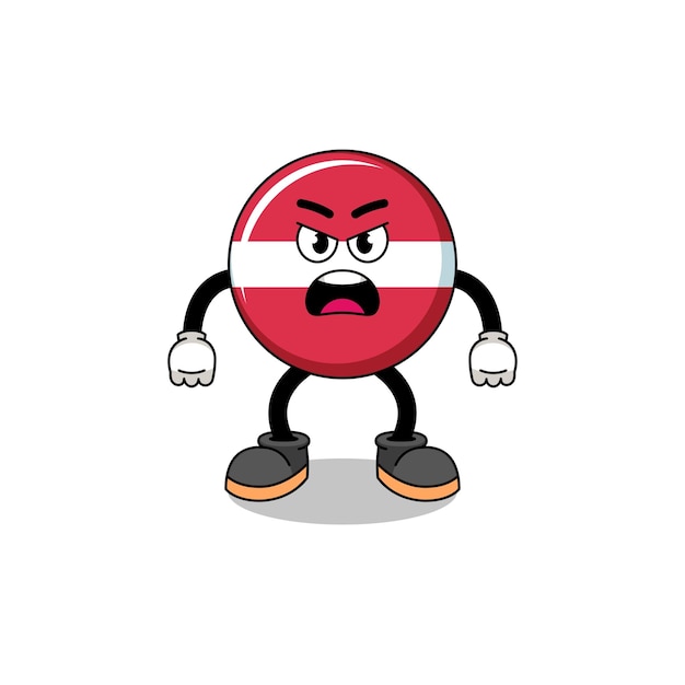 Mascota del personaje de la bandera de letonia con aspiradora