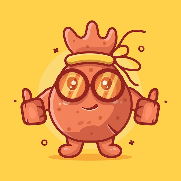 mascota de personaje de bolsa de dinero inteligente con gesto de mano pulgar arriba dibujos animados aislados en diseño de estilo plano