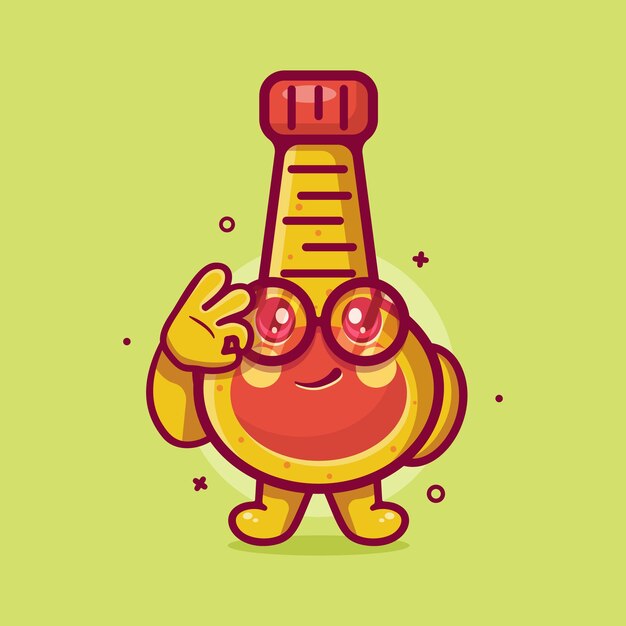 mascota de personaje de botella de mayonesa con gesto de mano de signo ok dibujos animados aislados en diseño de estilo plano