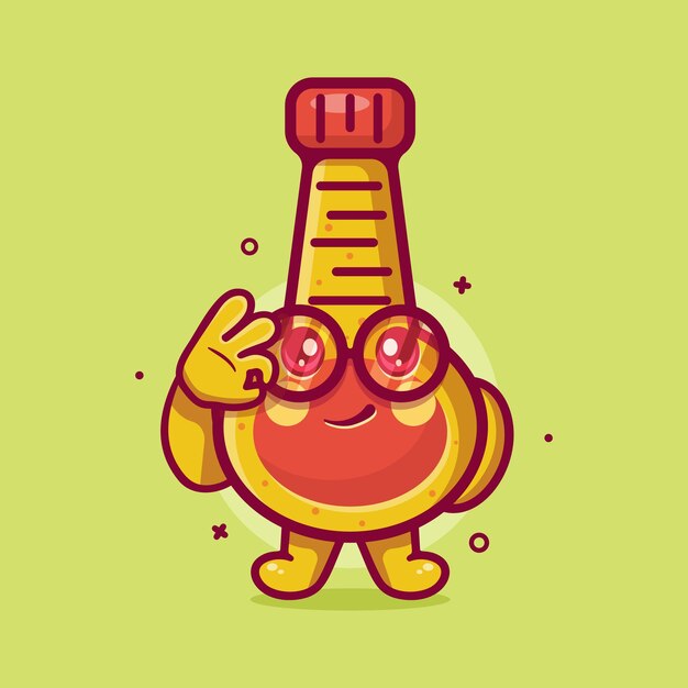 Mascota de personaje de botella de mayonesa con gesto de mano de signo ok dibujos animados aislados en diseño de estilo plano