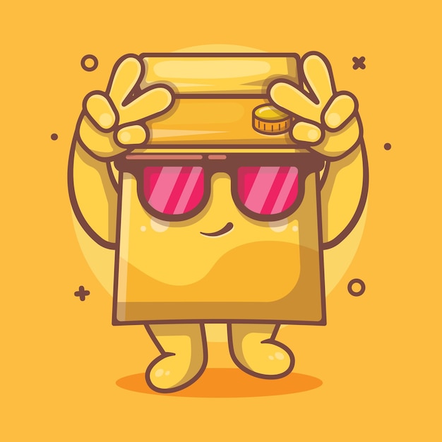 mascota de personaje de caja de leche fresca con gesto de mano de signo de paz dibujos animados aislados en diseño de estilo plano