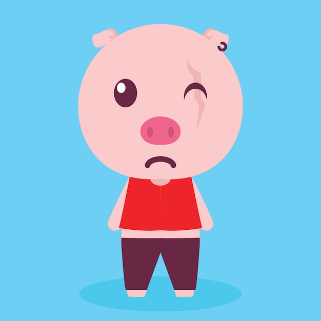 Mascota de personaje de cerdo lindo