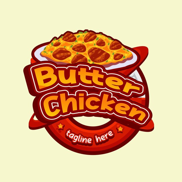Mascota de personaje de comida india de pollo con mantequilla