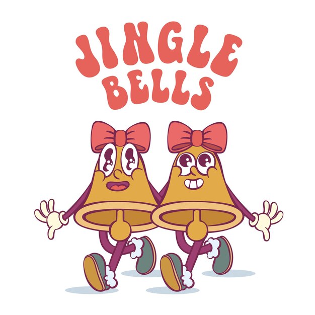 La mascota del personaje de dibujos animados Bell retro groovy