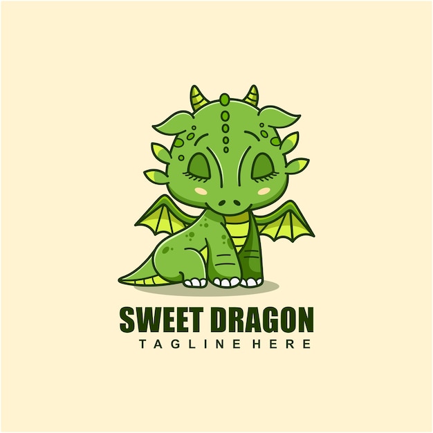 Vector mascota del personaje del dulce dragón