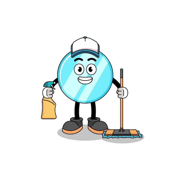 Mascota del personaje del espejo como servicio de limpieza.