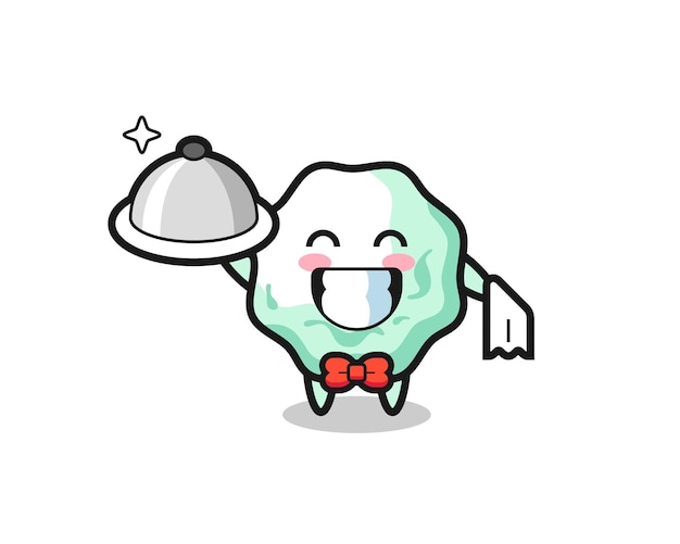 Mascota del personaje de la goma de mascar como camareros.