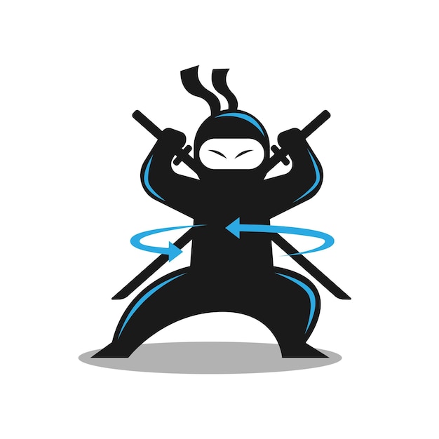 mascota del personaje de la ilustración del vector del logotipo ninja