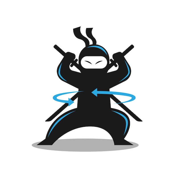 Mascota del personaje de la ilustración del vector del logotipo ninja