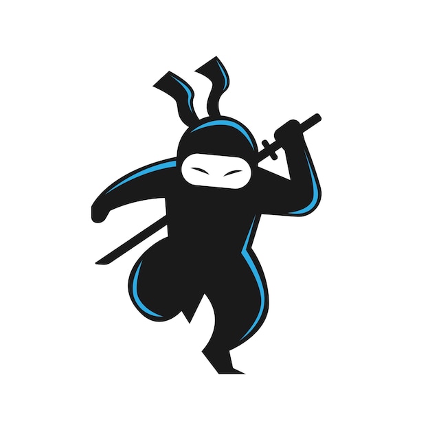 mascota del personaje de la ilustración del vector del logotipo ninja