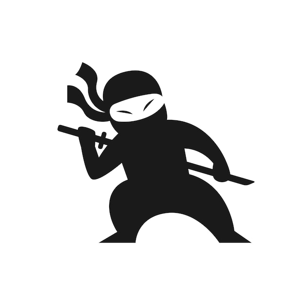 Mascota del personaje de la ilustración del vector del logotipo ninja