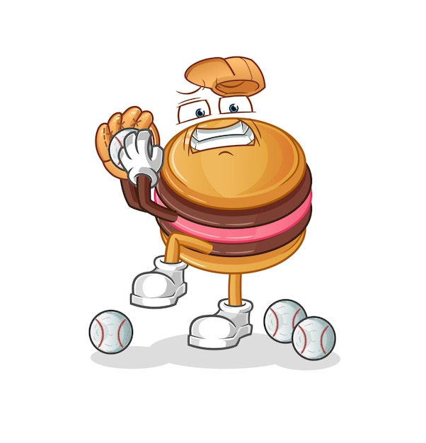 La mascota del personaje del lanzador de béisbol macarrón