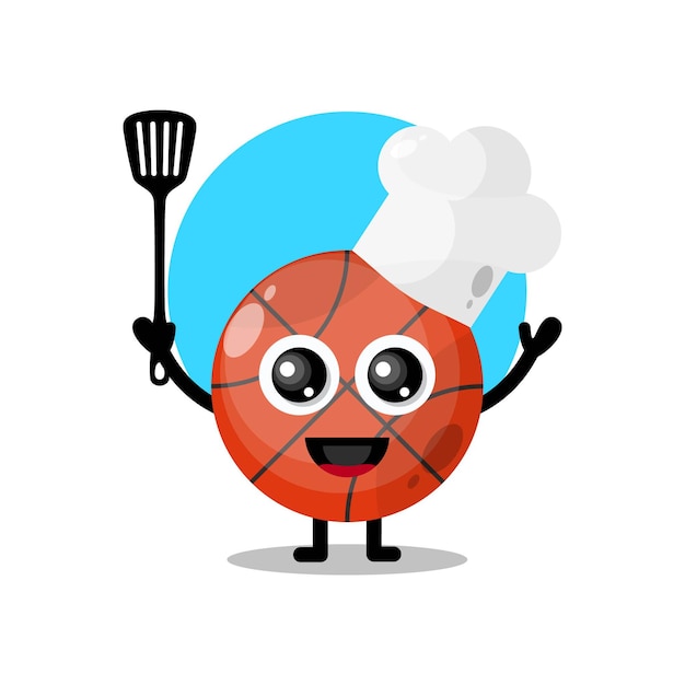 Mascota de personaje lindo de baloncesto chef