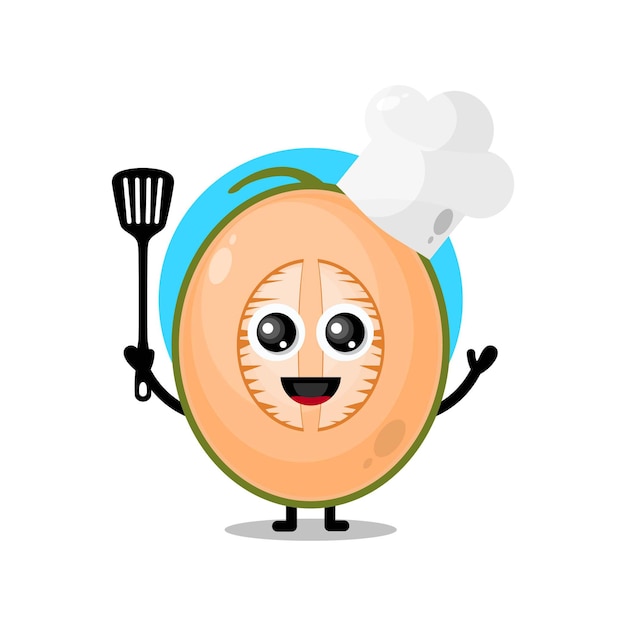 Mascota de personaje lindo chef melón