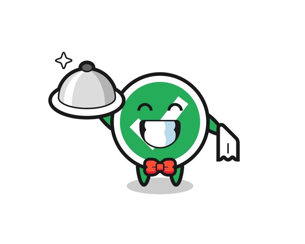 Mascota de personaje de marca de verificación como camareros
