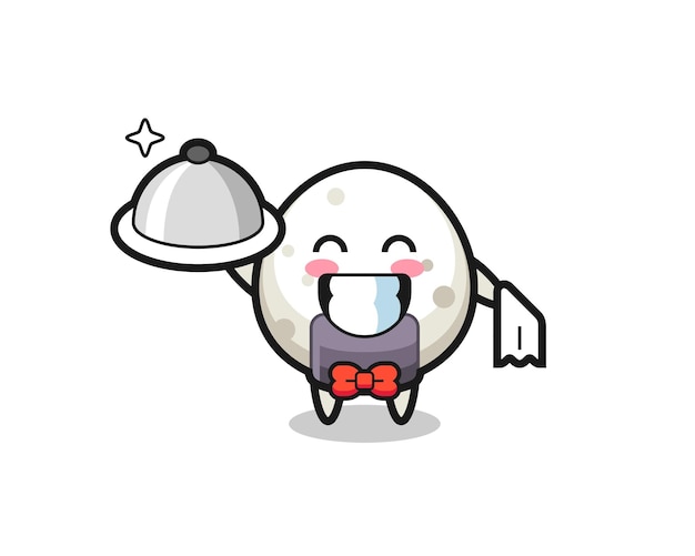 Mascota del personaje de onigiri como camareros.