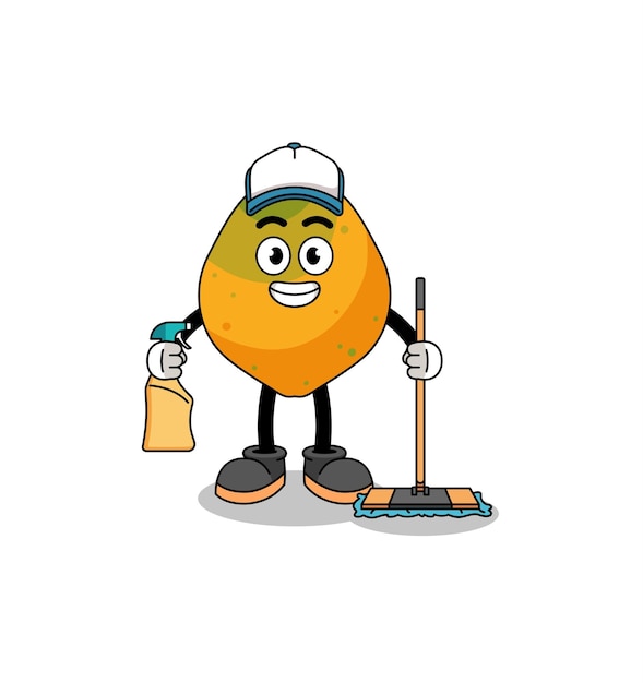 Mascota de personaje de papaya como diseño de personajes de servicios de limpieza