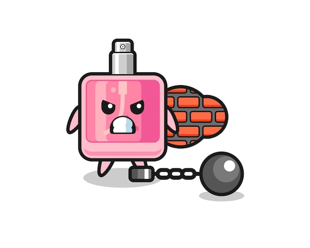 Mascota de personaje de perfume como prisionero, diseño de estilo lindo para camiseta, pegatina, elemento de logotipo