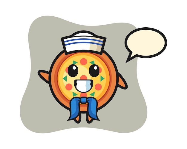Mascota de personaje de pizza como marinero.