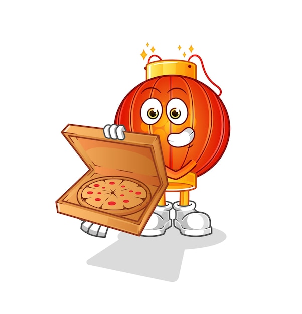 La mascota del personaje del repartidor de pizza de la linterna china