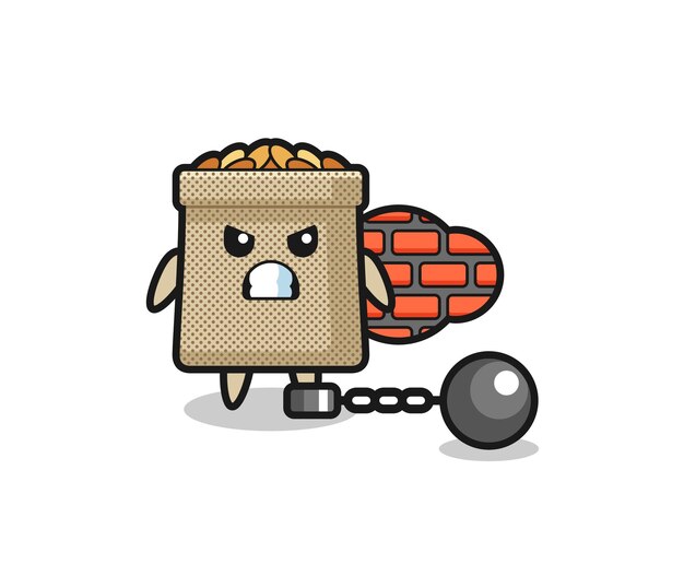 Mascota del personaje del saco de trigo como prisionero.