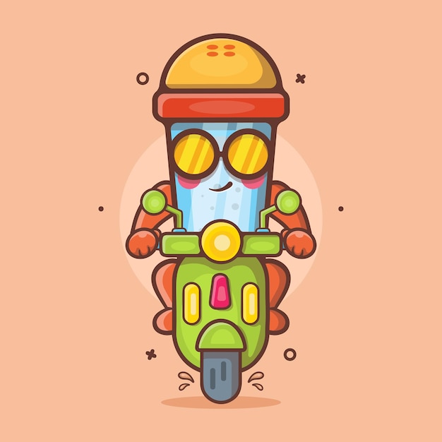 Vector mascota de personaje de salero fresco montando scooter motocicleta dibujos animados aislados en diseño de estilo plano