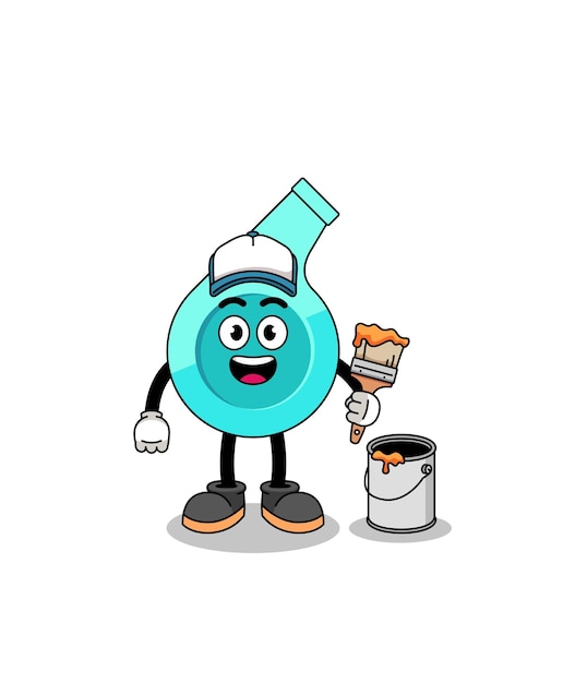 Mascota del personaje de silbato como pintor.