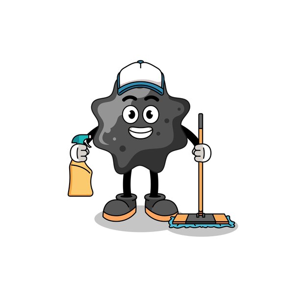 Mascota de personaje de tinta como servicio de limpieza.