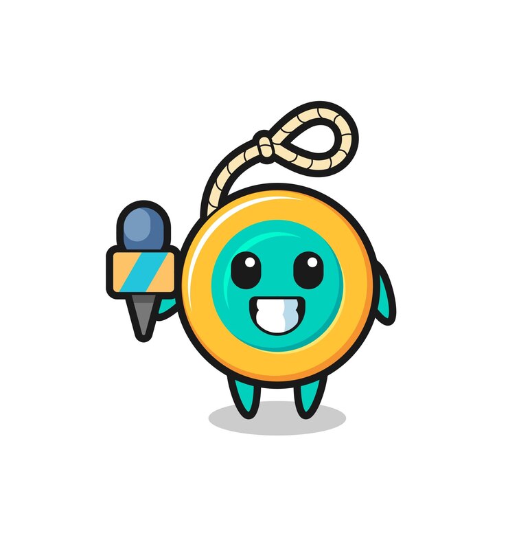 Vector mascota del personaje de yoyo como reportero de noticias.
