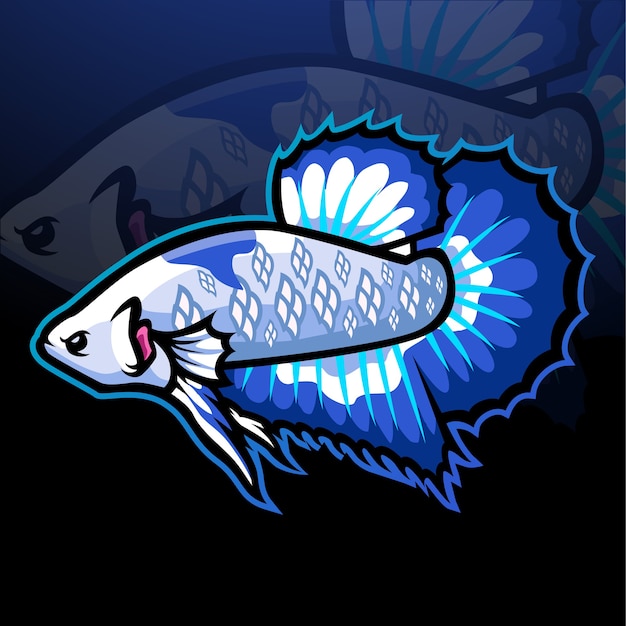 Mascota de pez betta. logotipo de esport